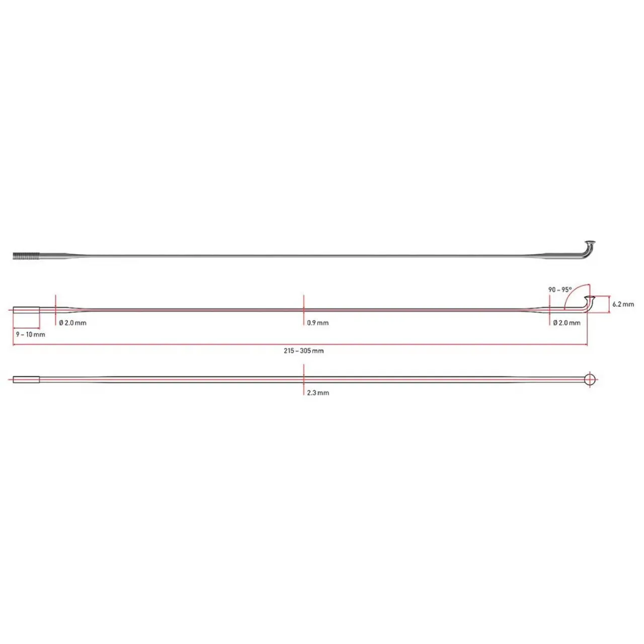 Rays Fast Forward DT Aerolite Spoke 250mm