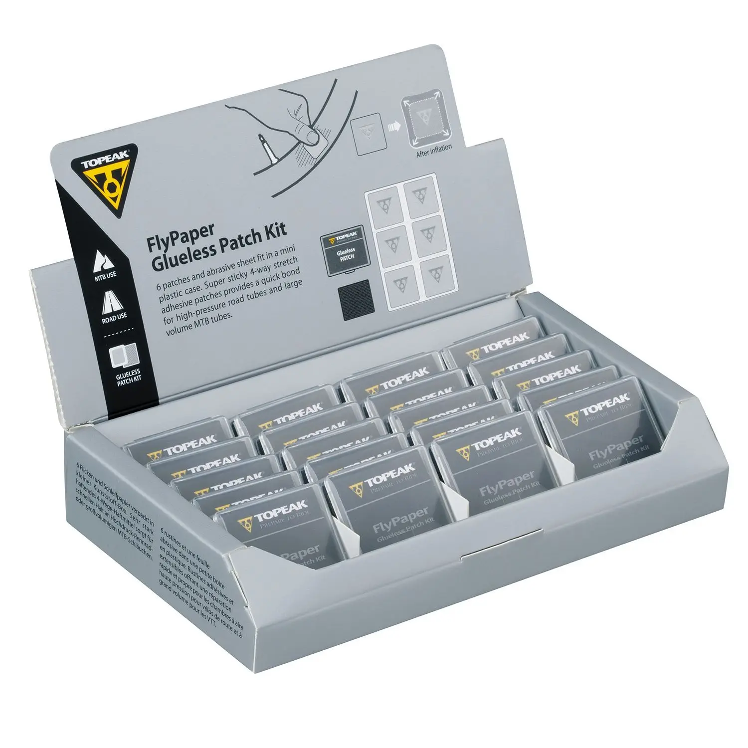 Reparationssats för cykel i 20 delar Topeak Glueless Patch - Counter Display Box