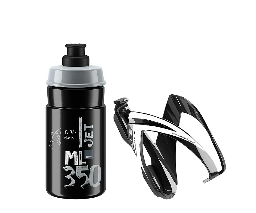 Flaskställskit Elite CEO Black Glossy +Bottle Jet 350ml Black Log Grey