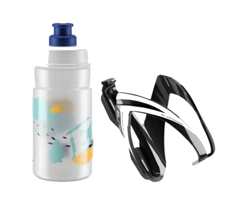 Flaskställskit Elite CEO Black Glossy +Bottle Jet 350ml Clear Log Blue