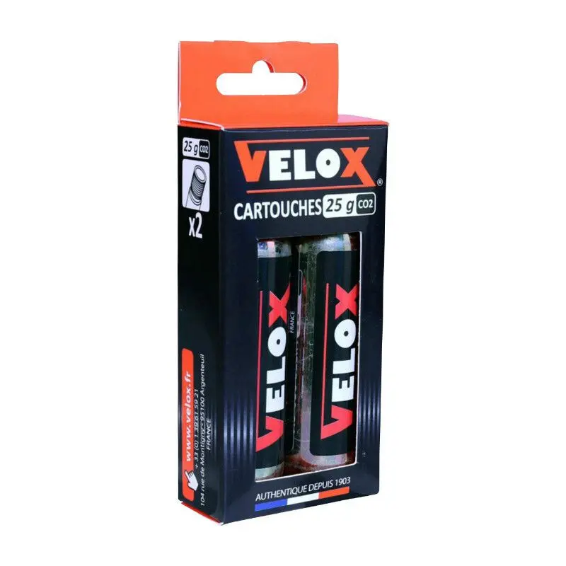 Blisterförpackning med 2 gängade co2-patroner Velox
