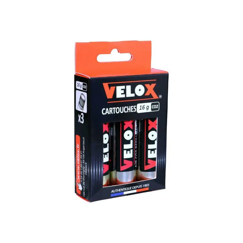 Blisterförpackning med 3 gängade co2-patroner Velox