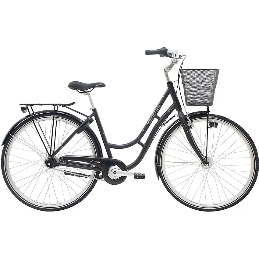 Damcykel Winther Shopping Classic Mattsvart 7-växlad