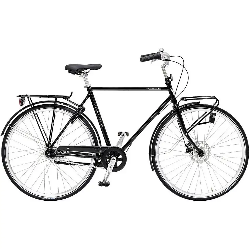 Herrcykel Skeppshult Populär 7-Växlar Svart Spegel