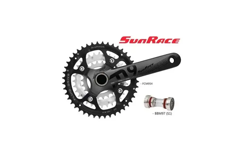 Sunrace Vevparti Fcm954 3 X 9 Växlar 44/32/22T 175 mm Inkl Vevlager Svart